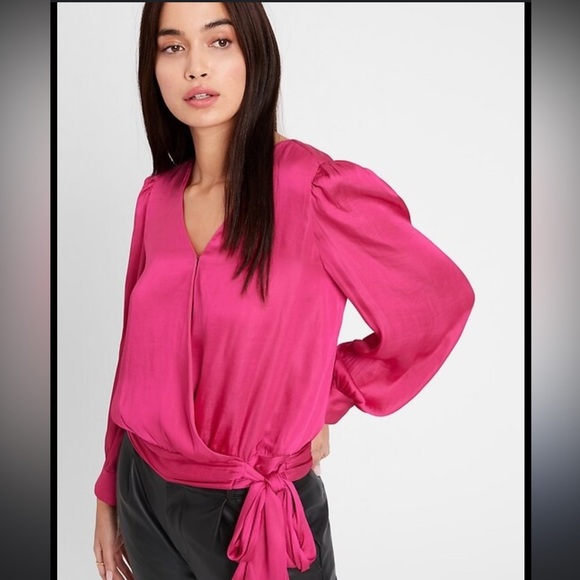 Banana Republic Satin Pink Wrap Top - Picture 1 of 3